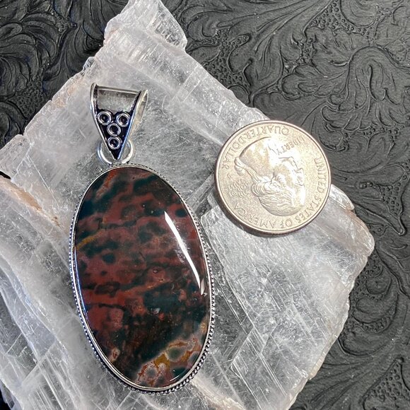 Heliotrope Bloodstone Pendant Crystal Stone Jewelry - Picture 6 of 6